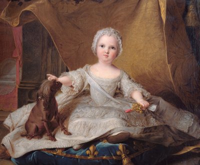 Portret van Marie-Zephyrine (1750-55) van Frankrijk met haar Hond, 1751 door Jean Marc Nattier